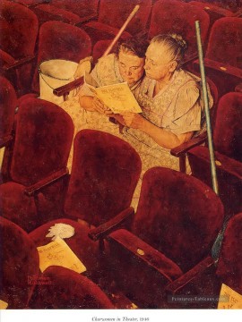 Norman Rockwell Painting - charwomen in theater 1946 Norman Rockwell